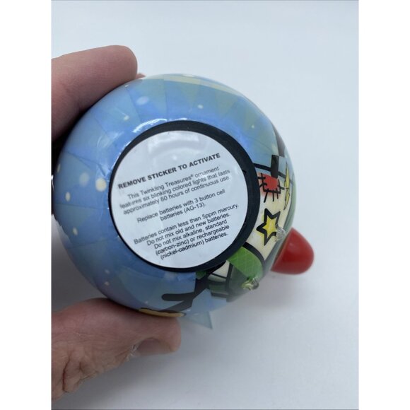 Twinkling Treasures 3D Blinking Christmas Ornament Born Aviation Pilot 3" Round - Picture 6 of 11